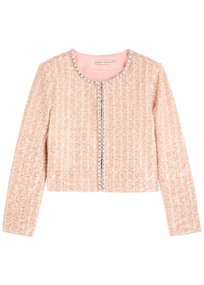 Alice And Olivia Kidman Embellished Boxy Jacket In Pearl