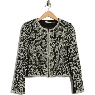 Alice And Olivia Alice + Olivia Kidman Pearly Beaded Boxy Crop Jacket In Multi