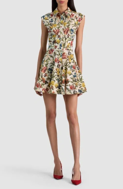 ALICE AND OLIVIA ALICE + OLIVIA KIM FLORAL PANELED MINIDRESS