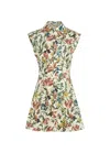Alice And Olivia Kim Paneled Corset Flared Mini Shirt Dress Desert Springs Vanilla In Multi