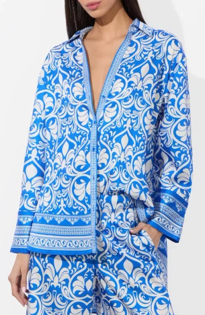 Alice And Olivia Alice + Olivia Kiva Oversize Mixed Print Button-up Shirt