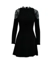 Alice And Olivia Alice + Olivia Lace Collar Short Dress In Black Viscose In Black