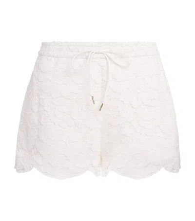 Alice And Olivia Alice+olivia Lace Drawstring Kenley Shorts In Neutral