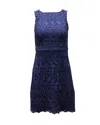 Alice And Olivia Alice + Olivia Lace-patterned Mini Dress In Navy Blue Polyester In Blue