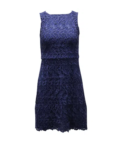 Alice And Olivia Alice + Olivia Lace-patterned Mini Dress In Navy Blue Polyester