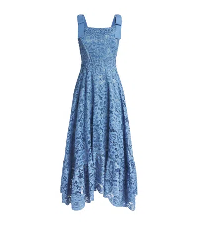 Alice And Olivia Rosalee Lace Bustier Maxi Dress In Blue