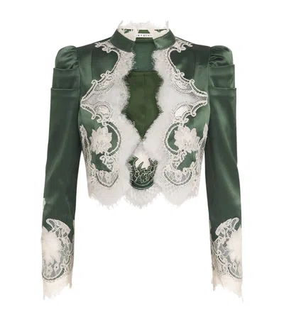 Alice And Olivia Alice+olivia Lace-trim Thomasina Jacket In Multi