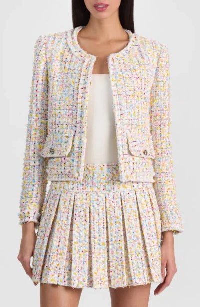 Alice And Olivia Alice + Olivia Landon Boxy Crop Tweed Jacket In Multi