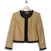 Alice And Olivia Landon Cropped Boxy Jacket With Embellished Trim In Brown