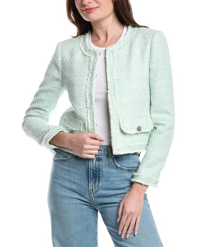 Alice And Olivia Landon Cropped Tweed Jacket In Blue