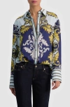 Alice And Olivia Lane Oversized Button-front Blouse In Blue