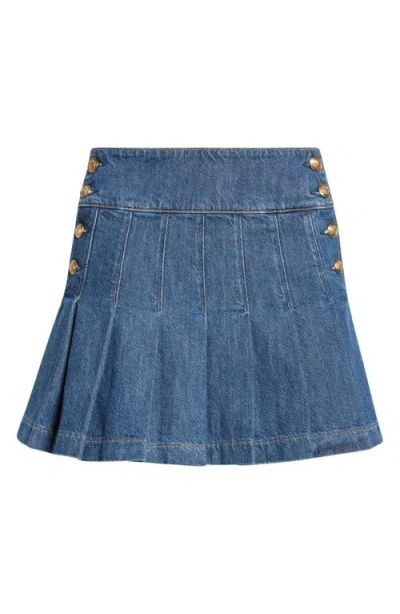 Alice And Olivia Alice + Olivia Lanna Pleated Denim Miniskirt In Love Train