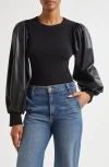 Alice And Olivia Alice + Olivia Latoria Mixed Media Top In Black