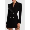 Alice And Olivia Latoya Ruffle Blazer Mini Dress In Black