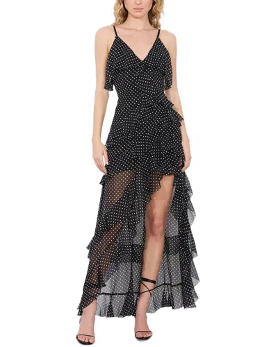 Alice And Olivia Laverne Asymmetrical Ruffle Silk-trim Dress In Black