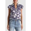 Alice And Olivia Martel Flutter-sleeve Blouse In Multi