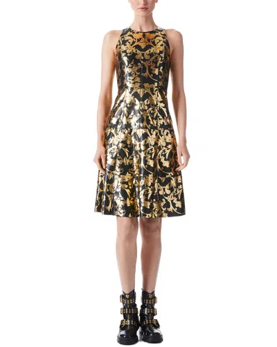 Alice And Olivia Leandra Florence Scroll Vegan Leather Knee-length Dress