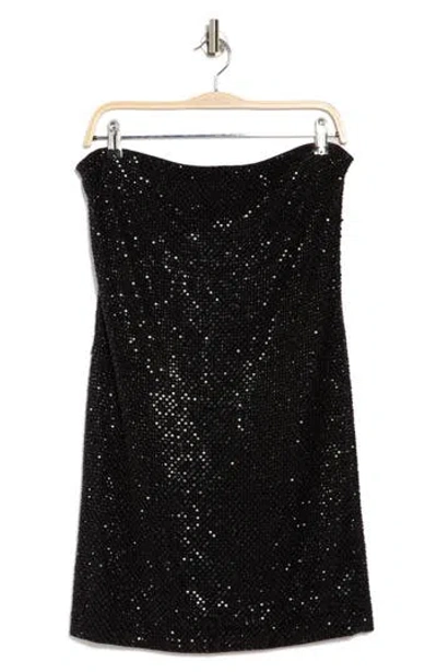 Alice And Olivia Alice + Olivia Leia Strapless Sequin Minidress In Black