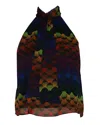 Alice And Olivia Alice + Olivia Leia Tie Neck Halter Blouse In Glam Feather Multicolor Polyester In Multi