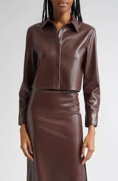 Alice And Olivia Alice + Olivia Leon Crop Faux Leather Button-up Shirt