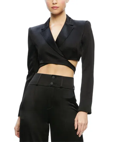 ALICE AND OLIVIA ALICE + OLIVIA LEONE CROPPED CUTAWAY WRAP BLAZER