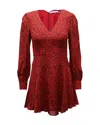 Alice And Olivia Alice + Olivia Leopard Print Long Sleeve Dress In Red Viscose In Red