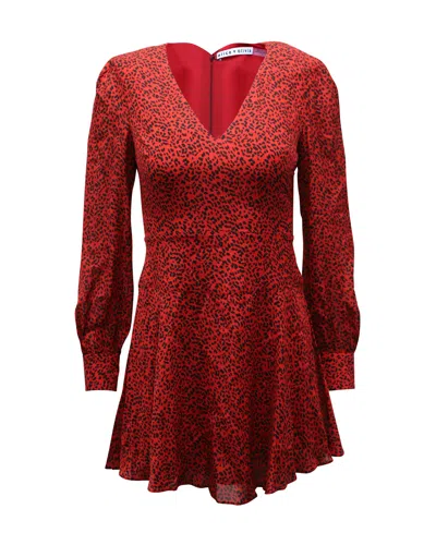 Alice And Olivia Alice + Olivia Leopard Print Long Sleeve Dress In Red Viscose