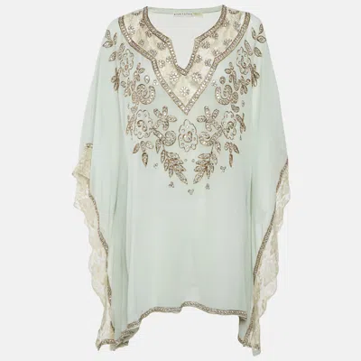 Alice And Olivia Alice + Olivia Light Green Georgette Kassandra Caftan In Multi
