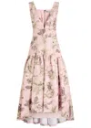 Alice And Olivia Alice + Olivia Lila Floral-printed Linen-blend Midi Dress In Pink