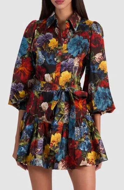 ALICE AND OLIVIA ALICE + OLIVIA LILY LONG SLEEVE FLORAL SHIRTDRESS