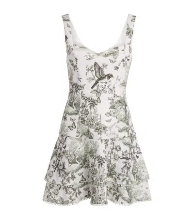 Alice And Olivia Alice+olivia Linen-blend Miriam Mini Dress In Multi