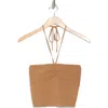 Alice And Olivia Alice + Olivia Linnie Ruched Halter Top In Tan