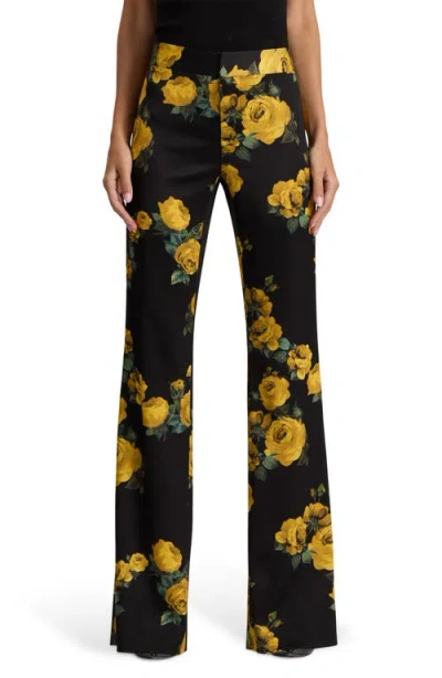 Alice And Olivia Alice + Olivia Livi Floral Print Bootcut Pants In Red