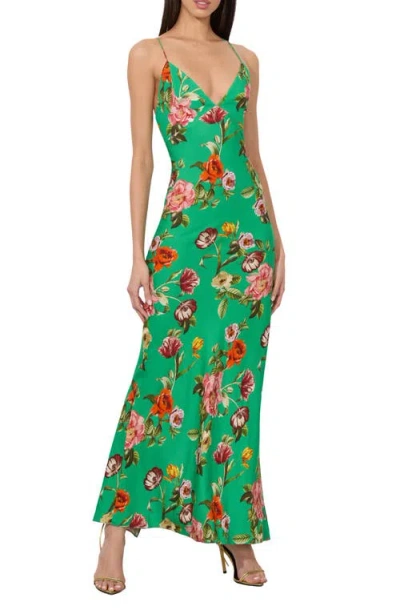 ALICE AND OLIVIA ALICE + OLIVIA LOMA DEEP V-NECK MAXI SLIPDRESS