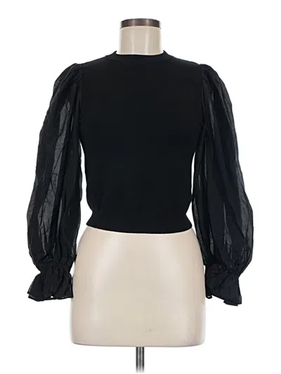 Pre-owned Alice And Olivia Alice + Olivia Long Sleeve Blouse In Black