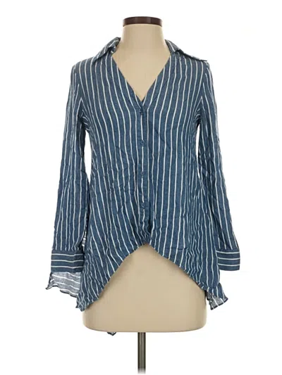 Pre-owned Alice And Olivia Alice + Olivia Long Sleeve Blouse In Blue