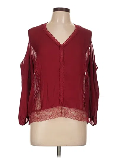 Pre-owned Alice And Olivia Alice + Olivia Long Sleeve Blouse In Burgundy