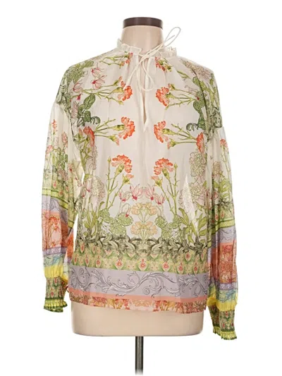 Pre-owned Alice And Olivia Alice + Olivia Long Sleeve Blouse In Ivory