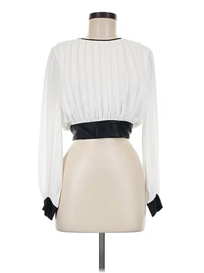 Pre-owned Alice And Olivia Alice + Olivia Long Sleeve Blouse In Ivory