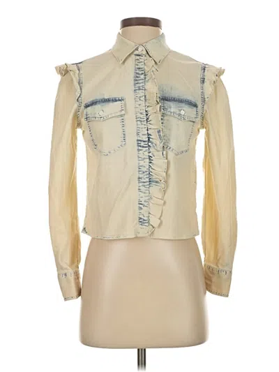 Pre-owned Alice And Olivia Alice + Olivia Long Sleeve Blouse In Ivory