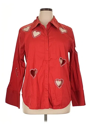 Pre-owned Alice And Olivia Alice + Olivia Long Sleeve Blouse In Red