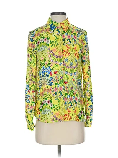 Pre-owned Alice And Olivia Alice + Olivia Long Sleeve Blouse In Yellow