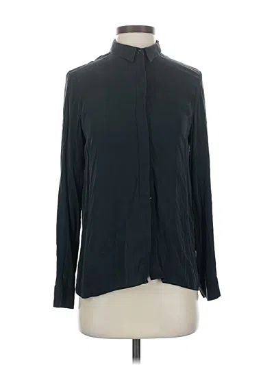 Pre-owned Alice And Olivia Alice + Olivia Long Sleeve Silk Top Black Tie Neck Tops