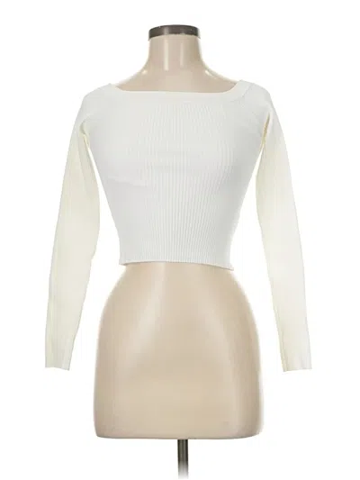 Pre-owned Alice And Olivia Alice + Olivia Long Sleeve Top Ivory Boatneck Tops In White