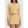 Alice And Olivia Lorie Embellished Tweed Jacket In Yellow