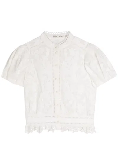 ALICE AND OLIVIA ALICE + OLIVIA LORYN EMBROIDERED COTTON BLOUSE