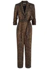 Alice And Olivia Louetta Pleated Tuxedo Jumpsuit In Brown