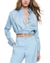 Alice And Olivia Lucile Pleated Poplin Blouse
