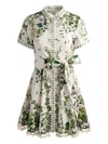 Alice And Olivia Lucy Rolled Sleeve Mini Shirt Dress Ivy Romance In Multi