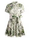 Alice And Olivia Lucy Rolled Sleeve Mini Shirt Dress Ivy Romance In Multi